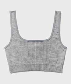 GEMO Brassière en maille côtelée à bretelles large fille gris standard