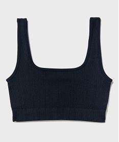 GEMO Brassière en maille côtelée à bretelles large fille Bleu