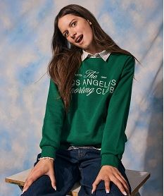 sweat avec broderies sur le buste fille vert standard sweatsI887101_2