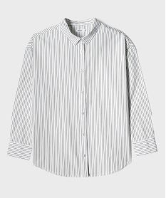 GEMO Chemise à fines rayures coupe oversize fille blanc standard