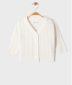 GEMO Gilet col V en maille ajourée bébé fille Beige