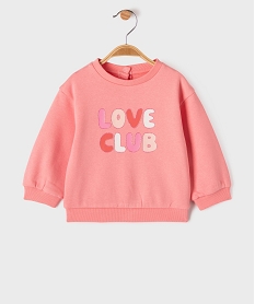 GEMO Sweat molletonné bébé fille avec motifs et message rose bonbon