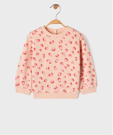 GEMO Sweat molletonné bébé fille avec motifs et message Rose
