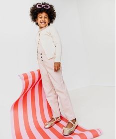 GEMO Pantalon denim coloré coupe slouchy à taille ajustable fille Rose