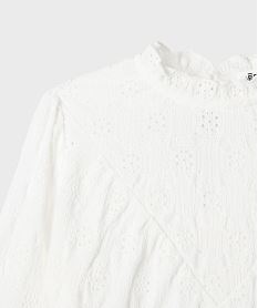 blouse brodee a manches longues fille blancI891501_2