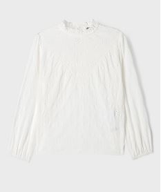 blouse brodee a manches longues fille blancI891501_4