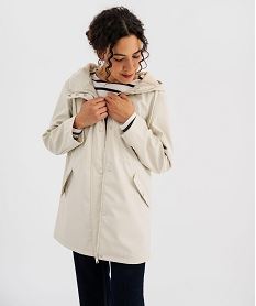 impermeable deperlant a capuche rayee femme - lulucastagnette beige manteauxI892501_2