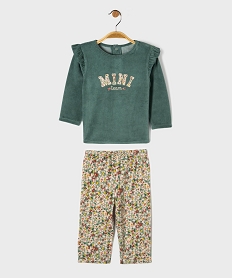 GEMO Pyjama en velours 2 pièces à motifs fleuris bébé fille vert standard
