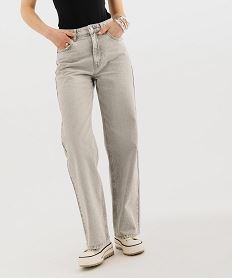 GEMO Jean wide leg taille haute coloris délavé femme Gris
