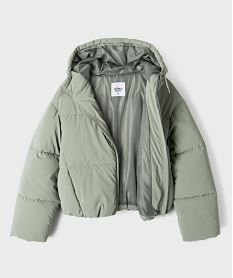 parka courte a capuche en matiere deperlante finition mate fille vertI897401_4