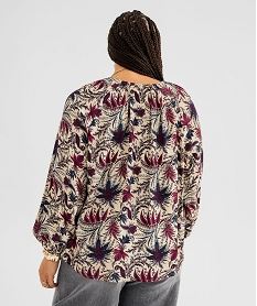 blouse fluide a motifs fleuris avec volants femme grande taille beige blousesI898201_3