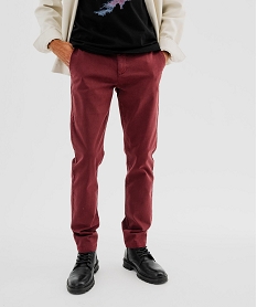 GEMO Pantalon chino coupe Slim homme Rouge