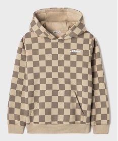 GEMO Sweat à capuche imprimé intérieur molletonné garçon Beige