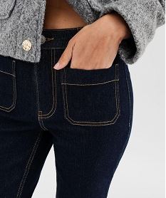 jean flare taille haute a plis et poches plaquees femme bleuI901601_2
