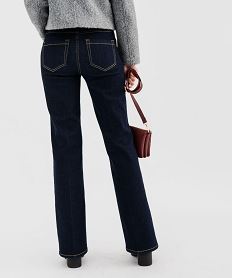 jean flare taille haute a plis et poches plaquees femme bleuI901601_3