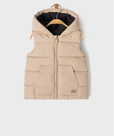 GEMO Doudoune sans manches à capuche doublée polaire bébé garçon beige standard