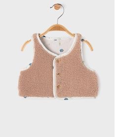 GEMO Gilet sans manches réversible coupe courte bébé garçon Brun