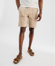 GEMO Bermuda en toile de coton avec poches plaquées homme beige standard