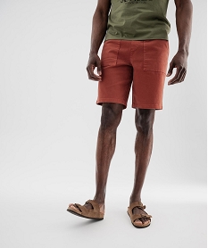 GEMO Bermuda en toile de coton avec poches plaquées homme Orange