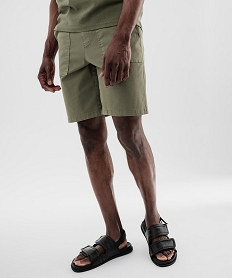 GEMO Bermuda en toile de coton avec poches plaquées homme kaki standard