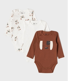 GEMO Bodies à manches longues motifs chiens bébé garçon marron standard