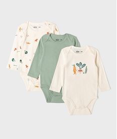bodies a manches longues motifs legumes bebe garcon beigeI908201_2