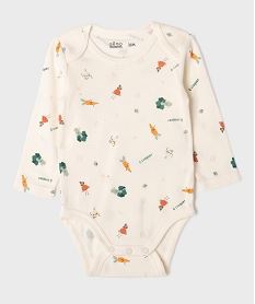 bodies a manches longues motifs legumes bebe garcon beigeI908201_4