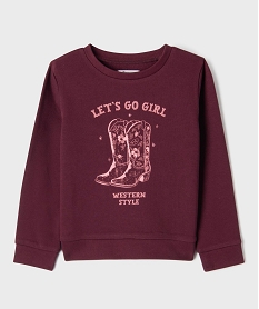 GEMO Sweat à motif avec intérieur molletonné fille Rouge