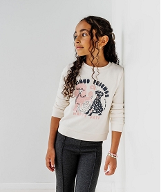 GEMO Sweat à motif avec intérieur molletonné fille Beige