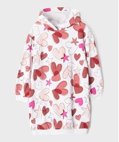 robe sweat a capuche imprime all over fille roseI910801_4