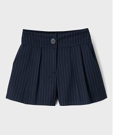 GEMO Short ample à rayures tennis fille Bleu