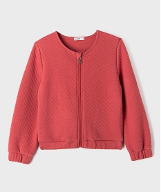 GEMO Sweat zippé en maille fantaisie fille Rose