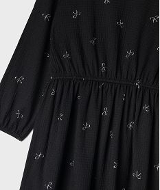 robe manches longues en maille extensible imprime fille noirI912301_2