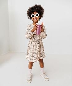 robe manches longues en maille extensible imprime fille beigeI912501_3