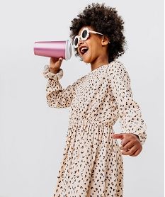 robe manches longues en maille extensible imprime fille beigeI912501_4