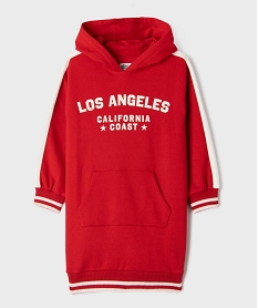 GEMO Robe sweat à capuche avec inscription fille rouge standard