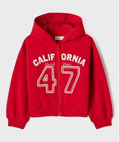 GEMO Sweat zippé à capuche avec inscription fille rouge standard