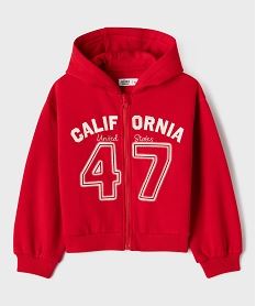 sweat zippe a capuche avec inscription fille rouge standard sweatsI913101_4