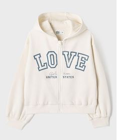 sweat zippe a capuche avec inscription fille beige sweatsI913301_3