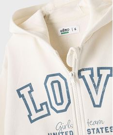 sweat zippe a capuche avec inscription fille beige sweatsI913301_4