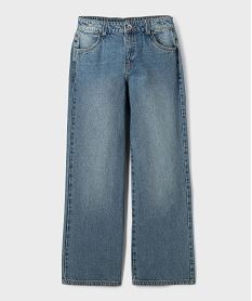 jean loose a taille reglable en denim 100 coton fille bleu vif jeansI913701_2