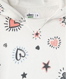 sweat a capuche imprime enfilage facile fille beige sweatsI914101_2