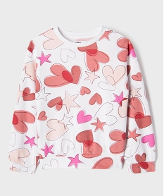 GEMO Sweat blousant en molleton doux imprimé fille Rouge