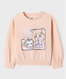 GEMO Sweat blousant en molleton doux imprimé fille rose standard
