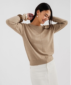 GEMO Pull ample en maille pailletée femme beige standard