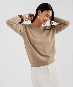 pull ample en maille pailletee femme beige standard pullsI918401_4