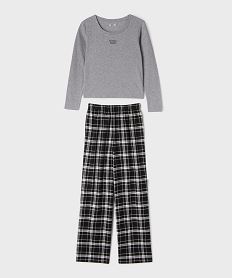 GEMO Pyjama avec pantalon à carreaux fille gris standard