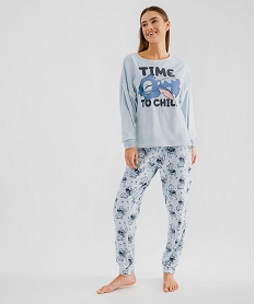 GEMO Pyjama en velours douillet imprimé femme - Stitch bleu standard