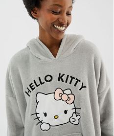 chemise de nuit a capuche en maille duveteuse femme - hello kitty gris standard nuisettes chemises de nuitI920001_2