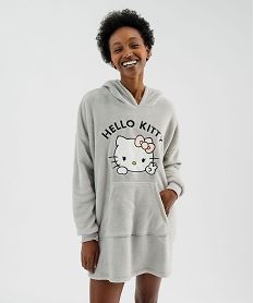 chemise de nuit a capuche en maille duveteuse femme - hello kitty gris standard nuisettes chemises de nuitI920001_4